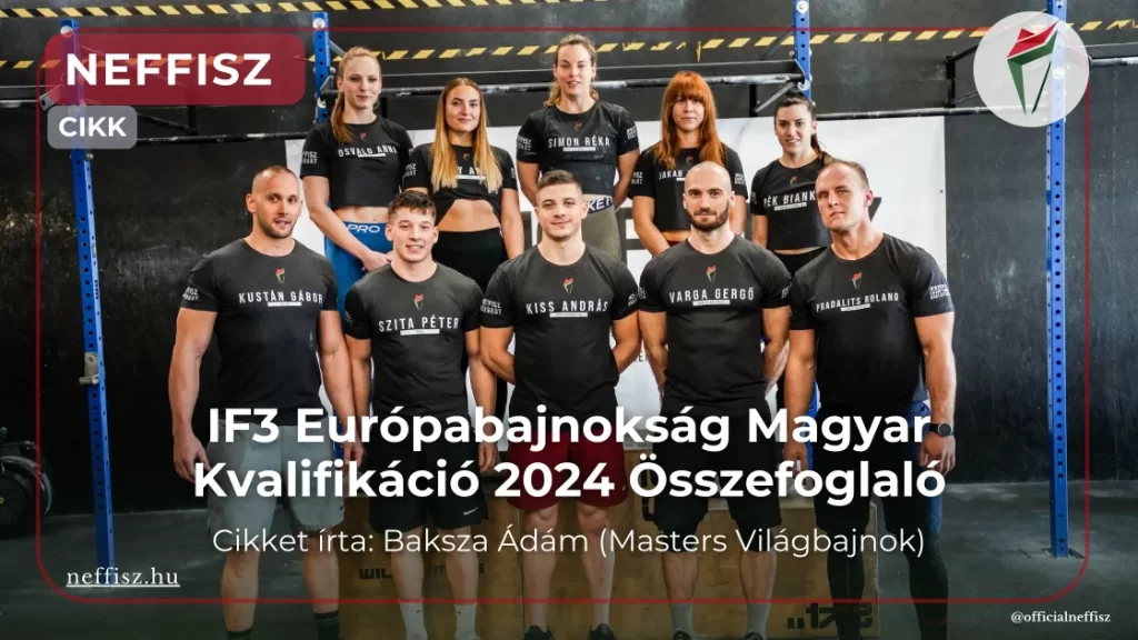 Neffisz IF3 Európabajnokság Magyar Kvalifikáció versenyen résztvevő versenyzők a dobogón a CrossFit Tesseract edzőteremben