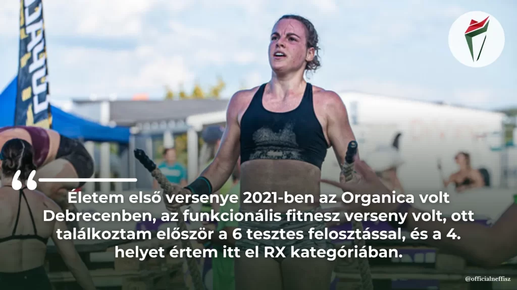 Simon Réka funkcionális fitnesz versenyző ugrálókötelezik egy versenyen